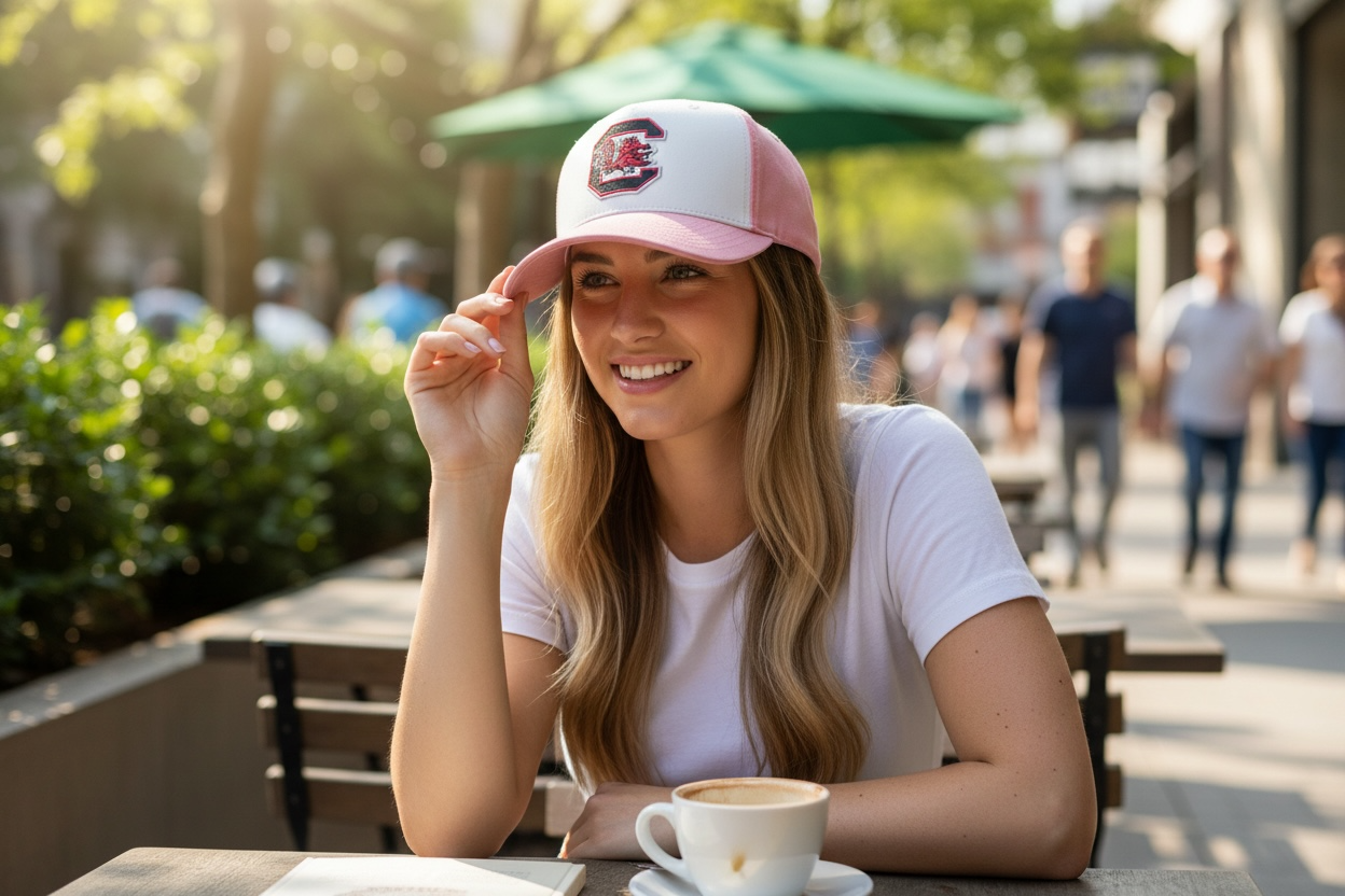 Pink and White Gamecocks SnapBack