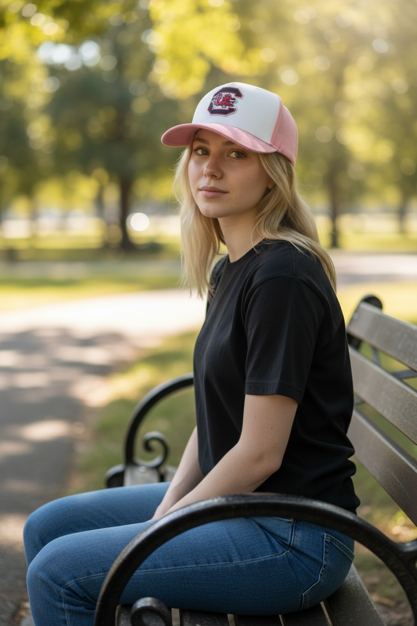 Pink and White Gamecocks SnapBack