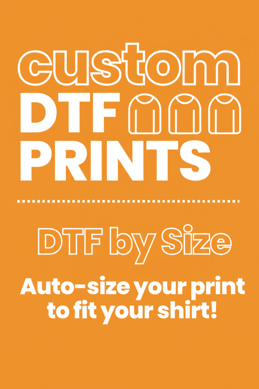 DTF by size banner orange
