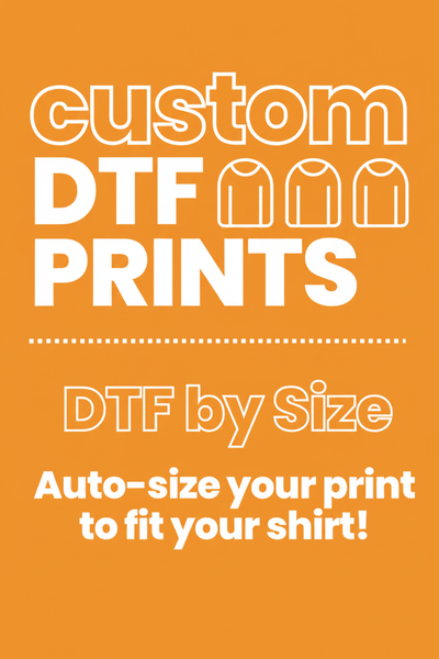 DTF by size banner orange